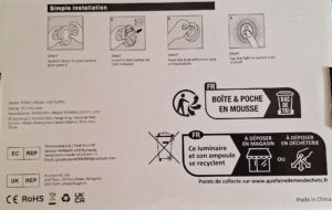 Soaiy LED-Puck Verpackung Rückseite